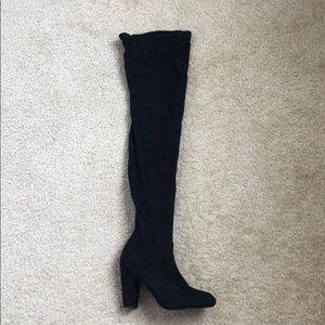 Black suede over the knee boots